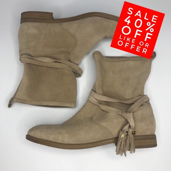 Tommy Hilfiger Shoes - Tommy Hilfiger Tan Suede Amberlee Booties Size 10